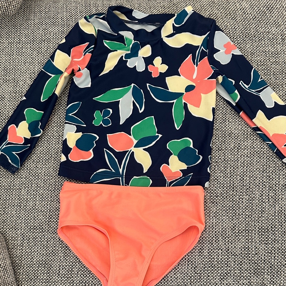 Carter's Navy and Coral Floral Rashguard Set 18M